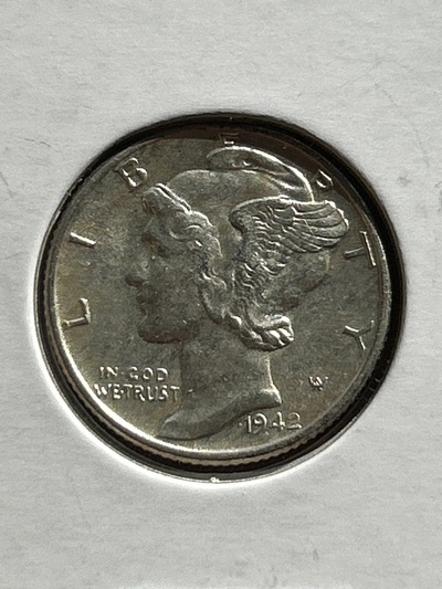 1942 AU Mercury Dime