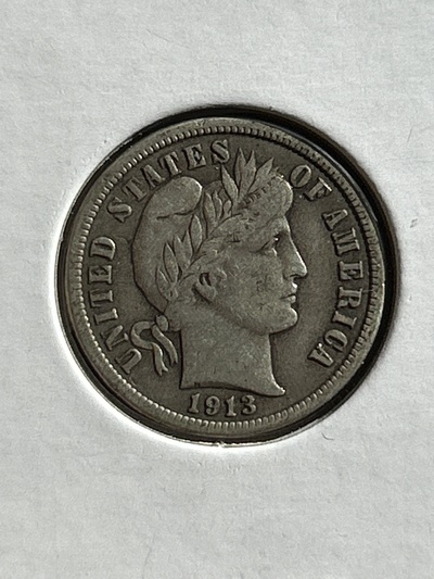 1913 Barber Dime - VF