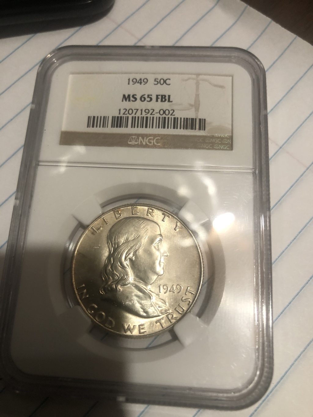 1949 Franklin Half Dollar NGC MS 65 FBL