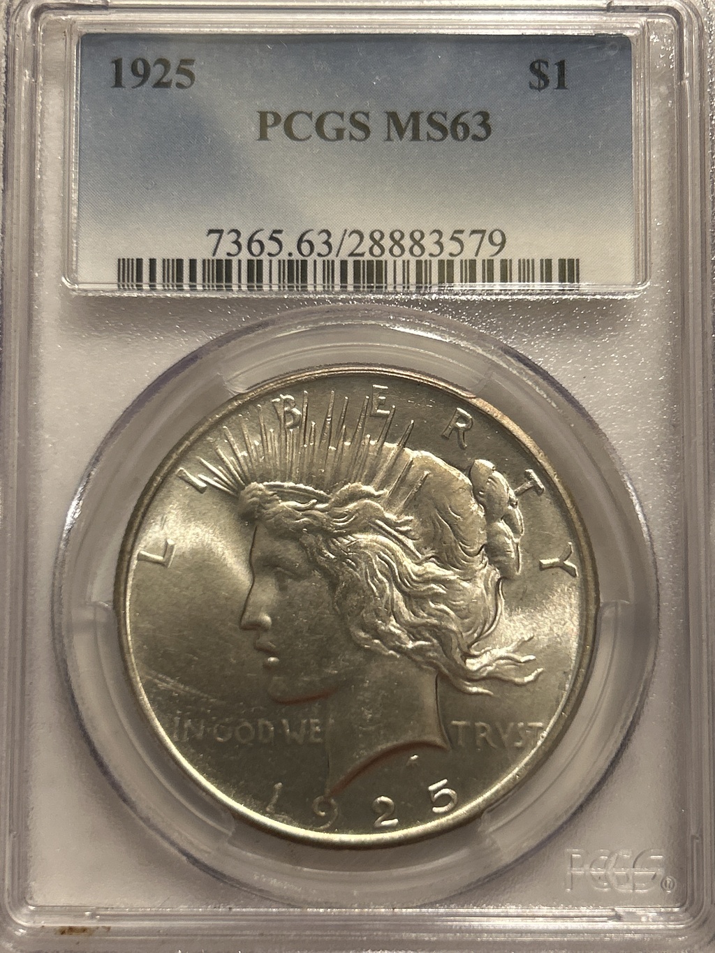 1925 Peace Dollar - PCGS MS63