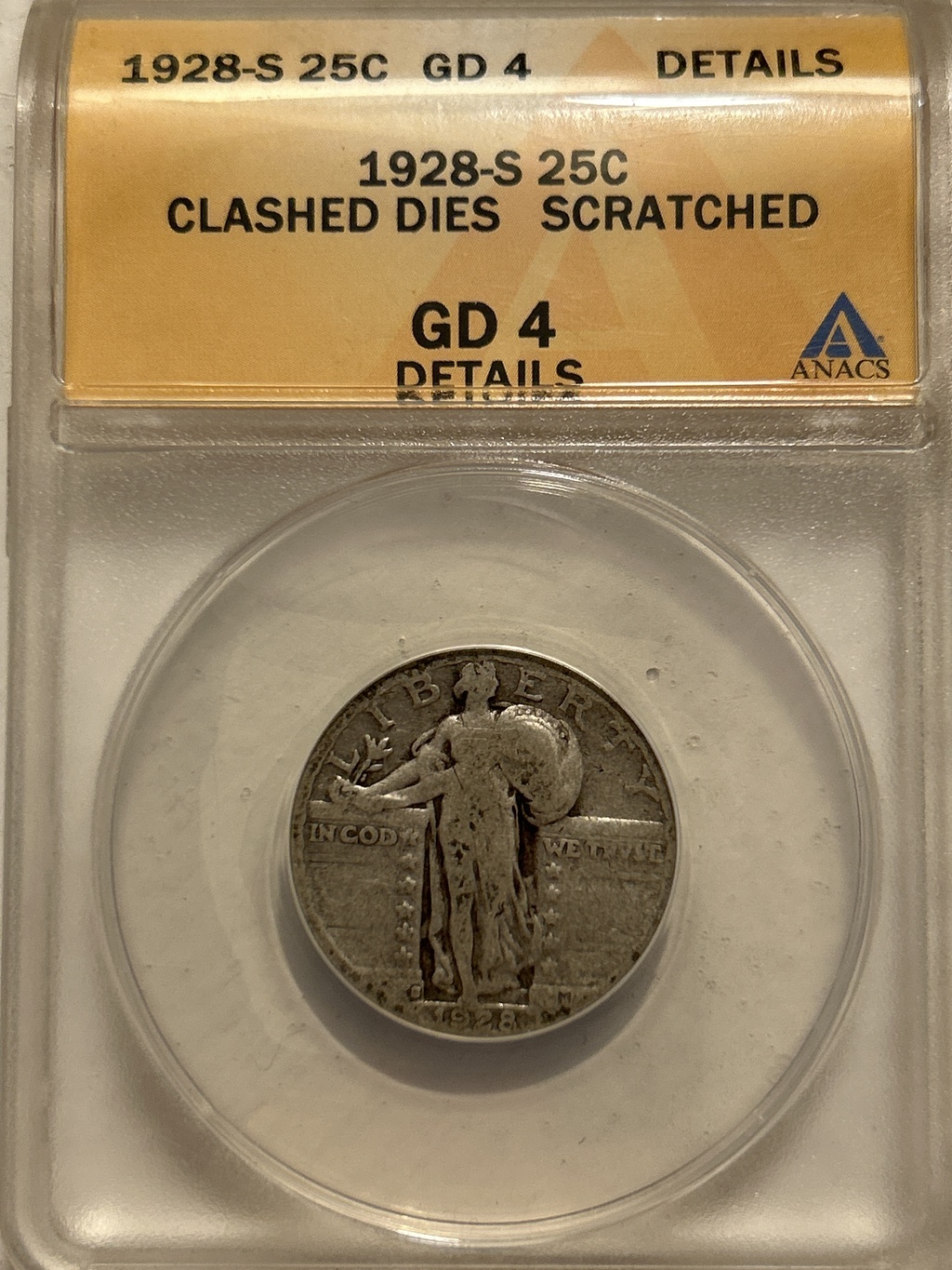 1928 S Standing Liberty Quarter - G with Details