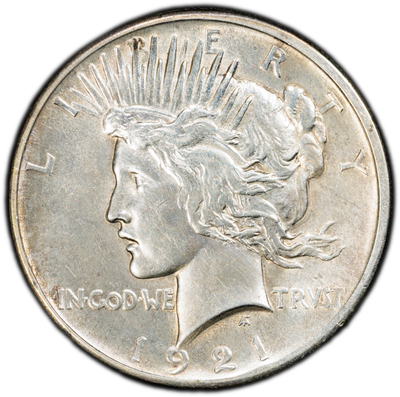 1921 High Relief Peace Dollar - AU Detail