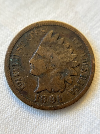 1891 Indian Head Cent - VG