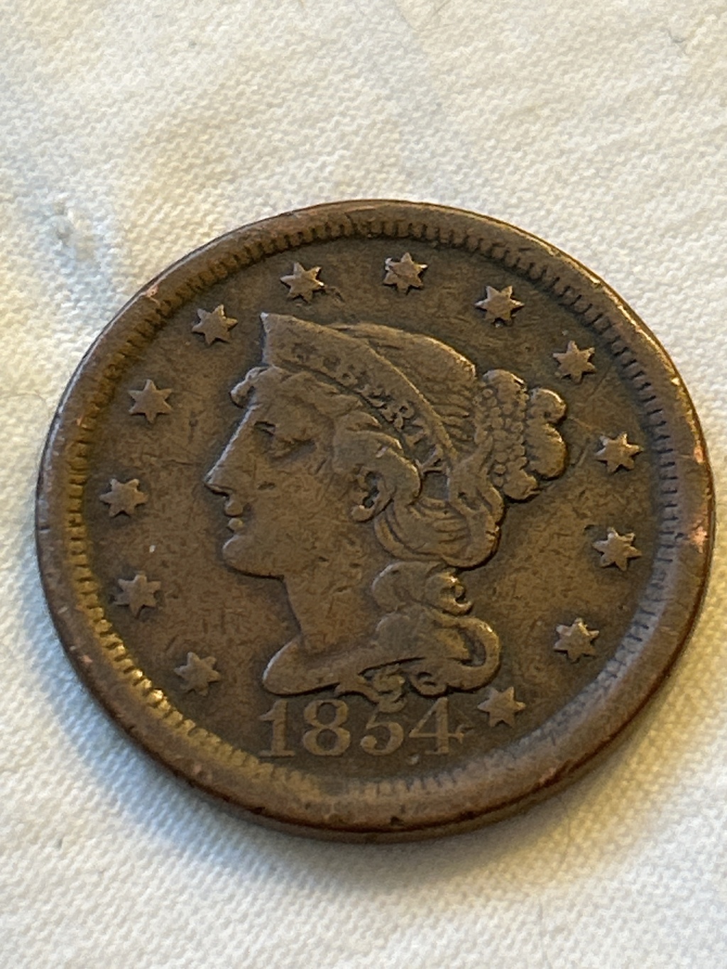 1854 Large Cent - VG