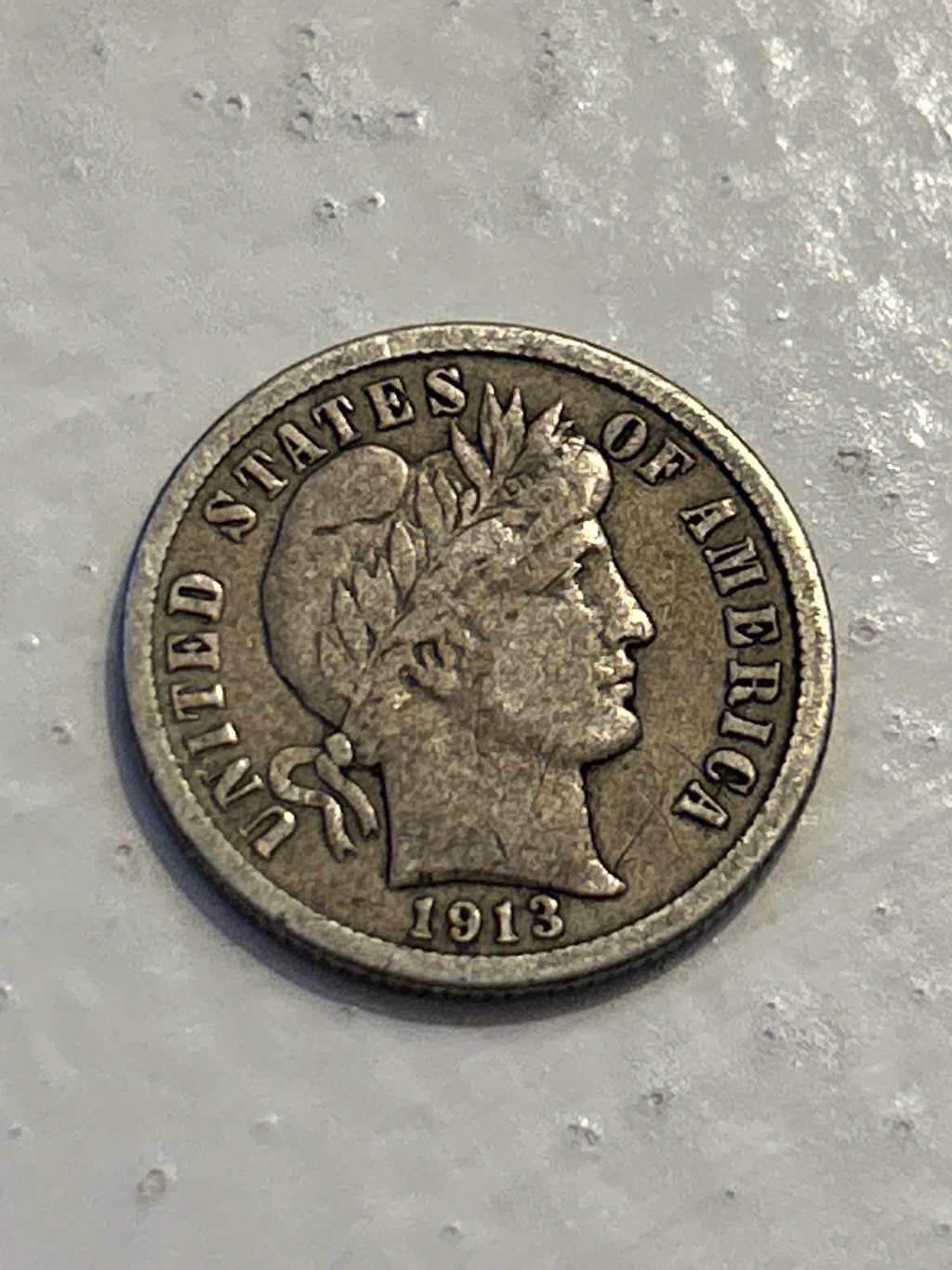 1913 Barber Dime - F