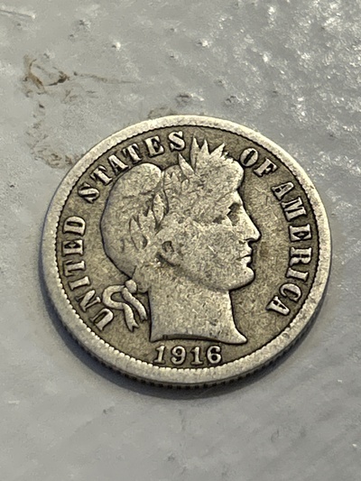 1916 Barber Dime - F