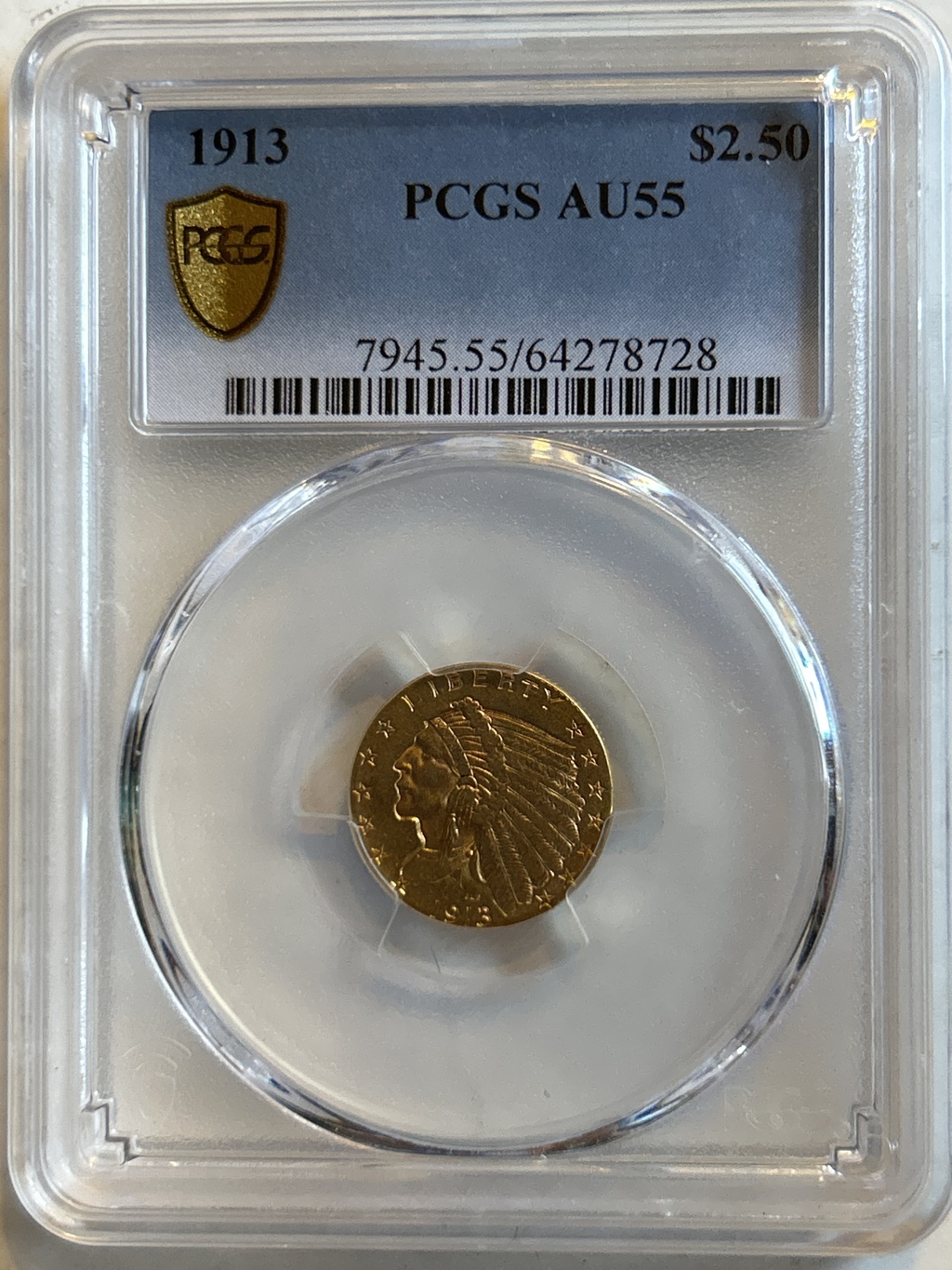 1913 $2.50 Quarter Eagle - AU55