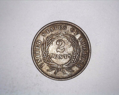 1864 2 cent coin. Large Motto