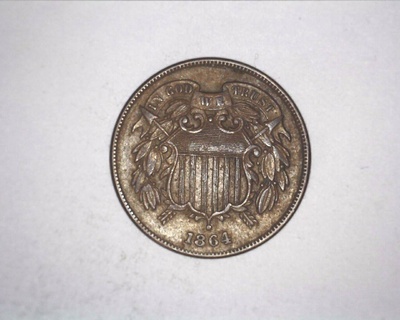 1864 2 cent coin. Large Motto