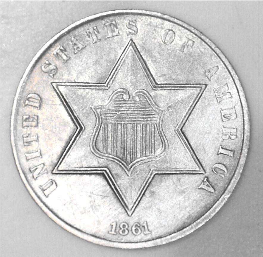 1861 Siver 3 cent