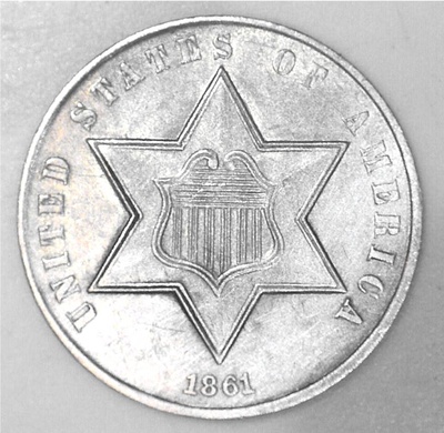 1861 Siver 3 cent