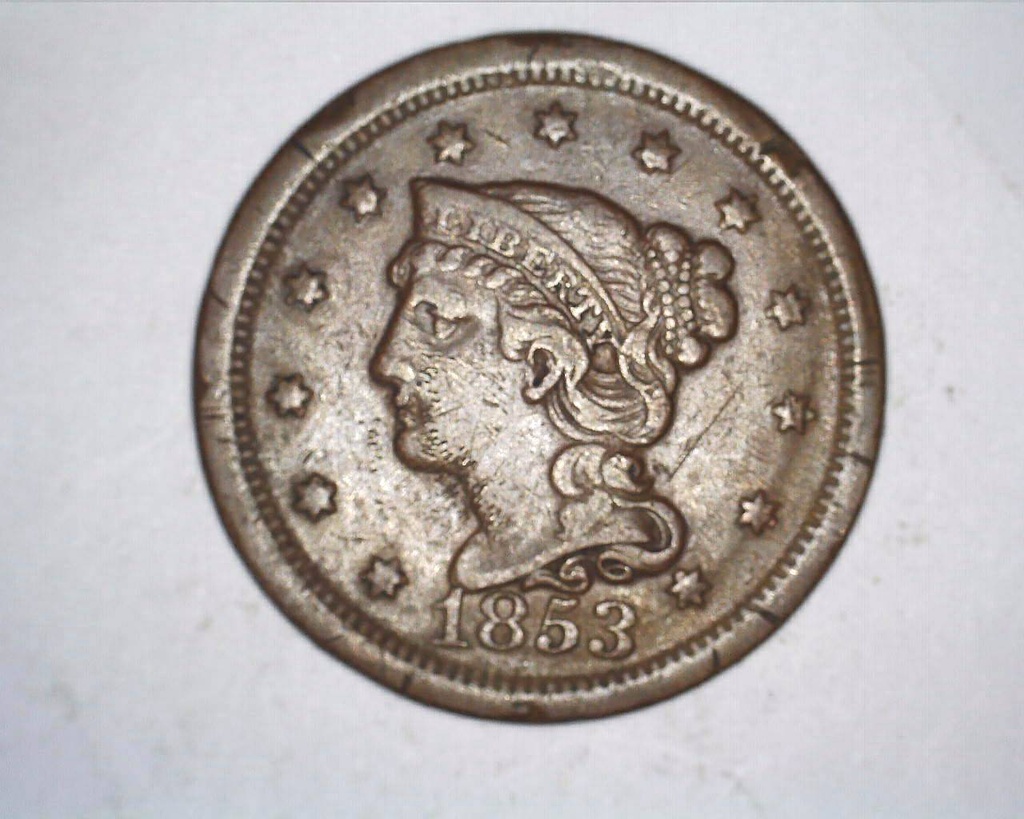 1853 Braided Hair Large Cent