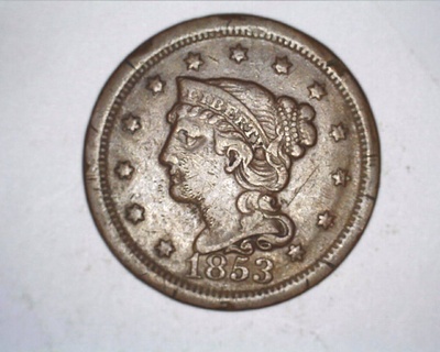 1853 Braided Hair Large Cent