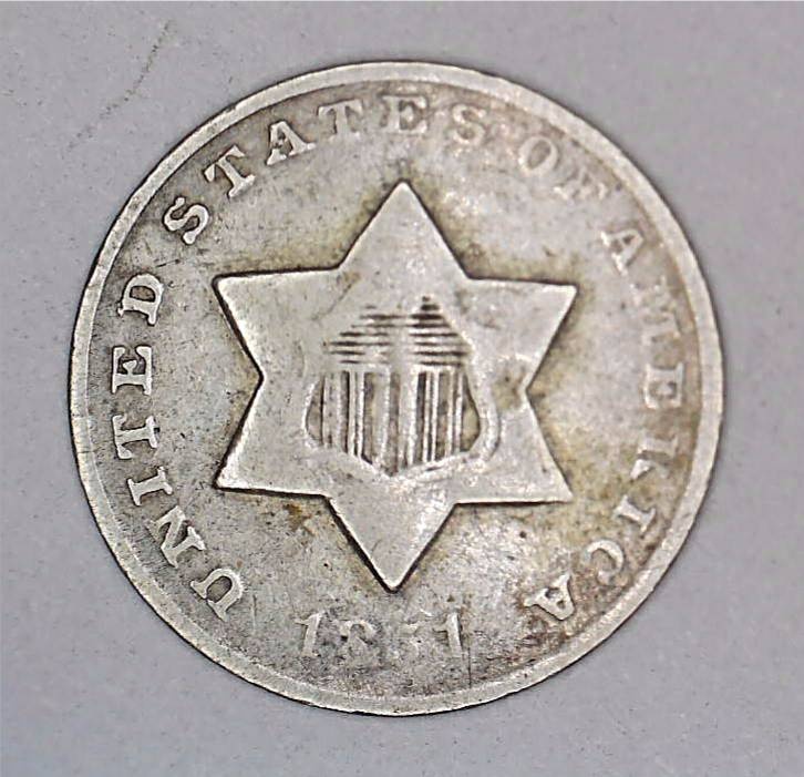 1851-O Silver 3 cent coin