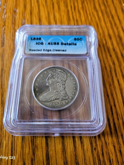 1838 Capped bust Half Dollar with reeded edge