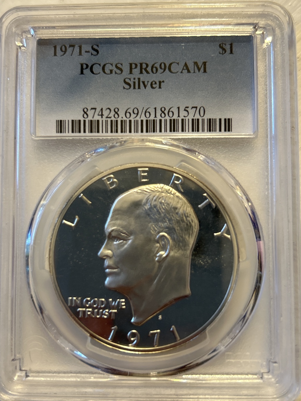1971-S Proof Eisenhower Dollar PR69 Cameo